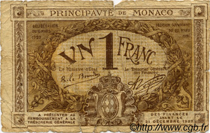 1 Franc MONACO  1920 P.04b P