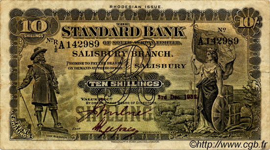 10 Shillings RHODESIA  1932 PS.146b F+
