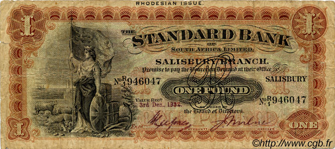 1 Pound RHODESIA  1932 PS.147 q.MB
