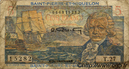 5 Francs Bougainville SAINT PIERRE AND MIQUELON  1946 P.22 G