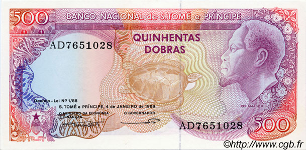 500 Dobras SAO TOMÉ Y PRíNCIPE  1989 P.061 SC+
