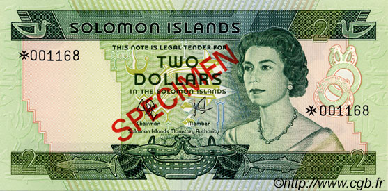 2 Dollars Spécimen ISLAS SOLOMóN  1979 P.05s-Cs1 FDC