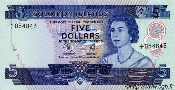 5 Dollars SOLOMON ISLANDS  1977 P.06a UNC