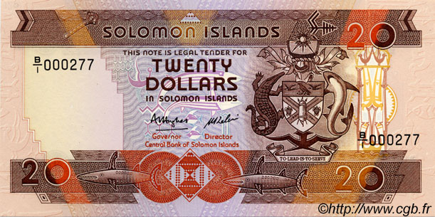 20 Dollars ISLAS SOLOMóN  1986 P.16a FDC