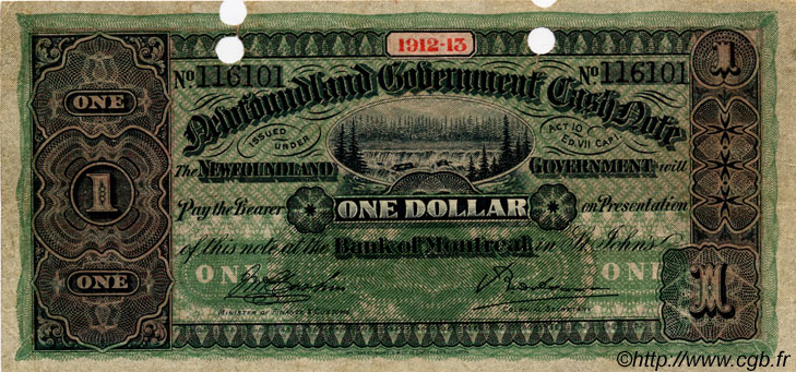 1 Dollar NEWFOUNDLAND  1912 P.A11 VF