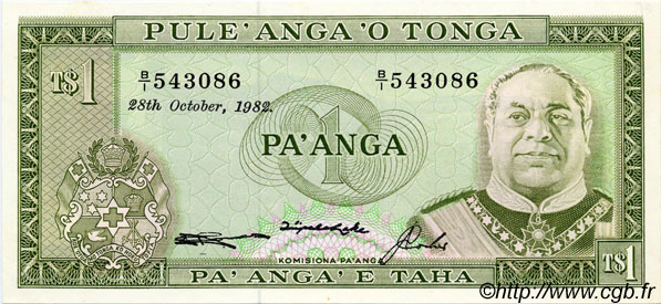1 Pa anga TONGA  1982 P.19b UNC-