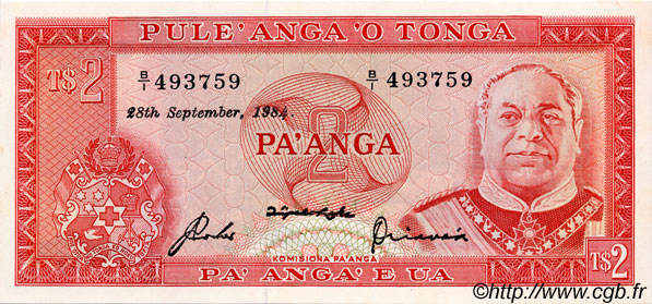 2 Pa anga TONGA  1984 P.20b ST