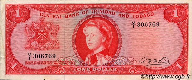 1 Dollar TRINIDAD and TOBAGO  1964 P.26b VF+