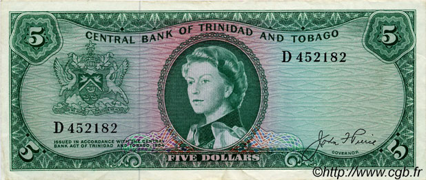 5 Dollars TRINIDAD E TOBAGO  1964 P.27a q.SPL