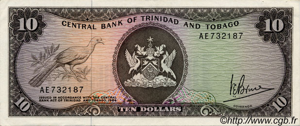 10 Dollars TRINIDAD Y TOBAGO  1977 P.32a EBC
