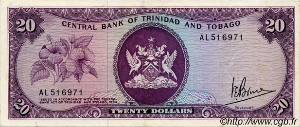 20 Dollars TRINIDAD UND TOBAGO  1977 P.33a fVZ