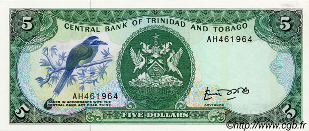 5 Dollars TRINIDAD UND TOBAGO  1985 P.37a fST+