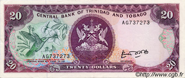 20 Dollars TRINIDAD and TOBAGO  1985 P.39a VF+