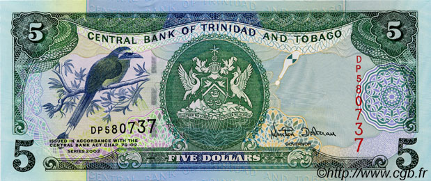 5 Dollars TRINIDAD and TOBAGO  2002 P.42 UNC