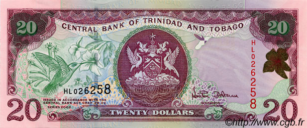 20 Dollars TRINIDAD UND TOBAGO  2002 P.44a ST