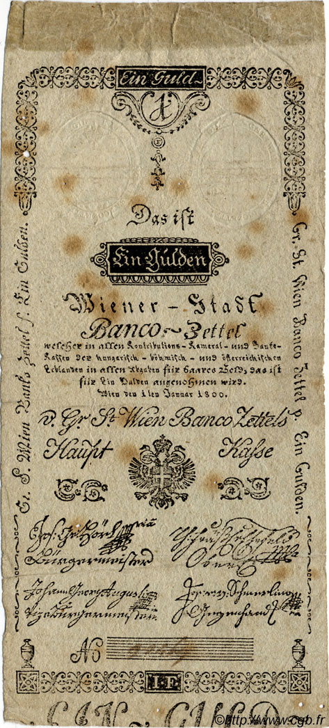 1 Gulden ÖSTERREICH  1800 P.A029 S