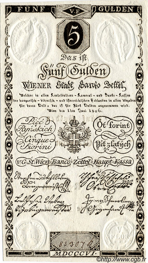 5 Gulden ÖSTERREICH  1806 P.A038 fST