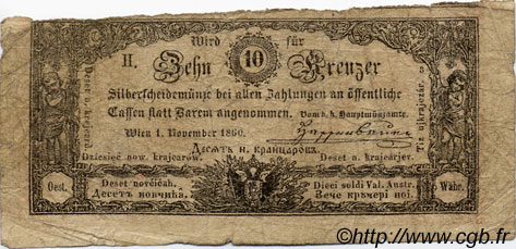 10 Kreuzer AUSTRIA  1860 P.A094 MB