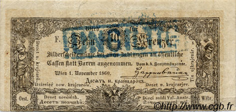10 Kreuzer AUSTRIA  1860 P.A094 MBC