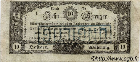10 Kreuzer AUSTRIA  1860 P.A095 q.BB