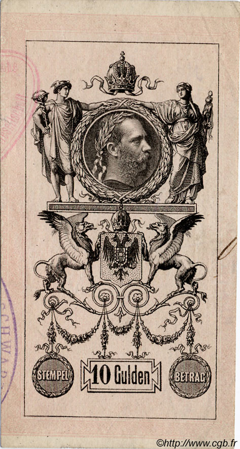 10 Gulden Épreuve AUSTRIA  1881 P.A154bis EBC