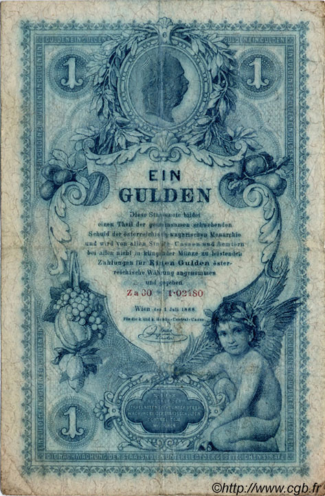 1 Gulden AUSTRIA  1888 P.A156 F-