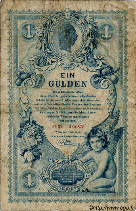 1 Gulden ÖSTERREICH  1888 P.A156 fS