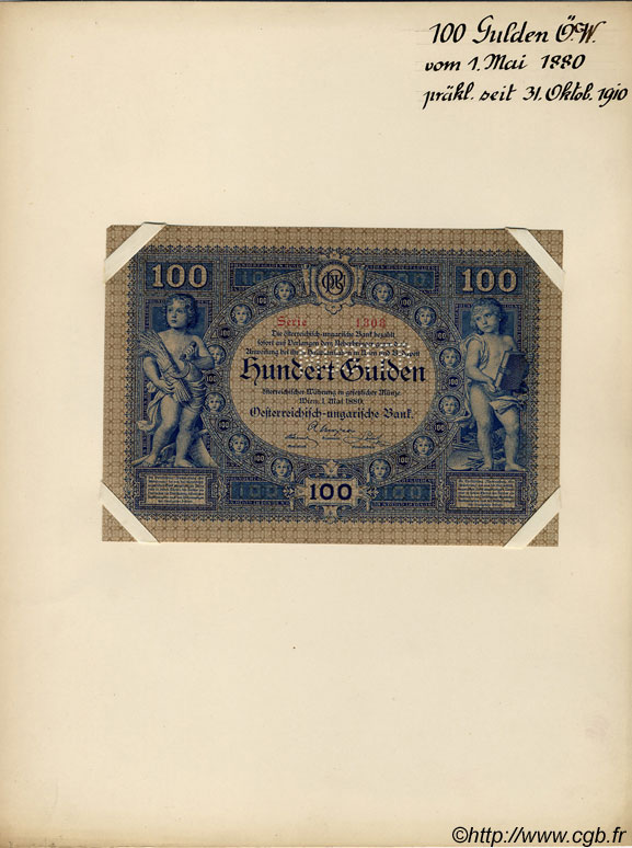 100 Gulden Spécimen ÖSTERREICH  1880 P.002s VZ+