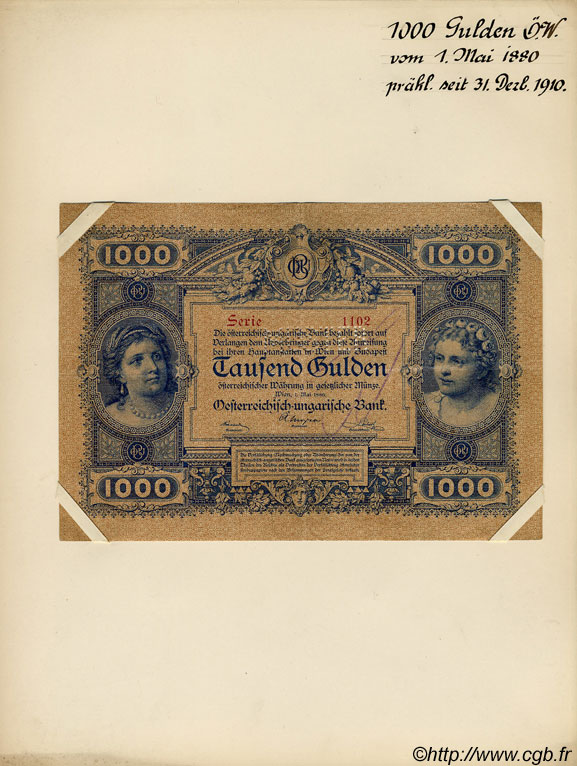 1000 Gulden Spécimen AUSTRIA  1880 P.003s q.SPL