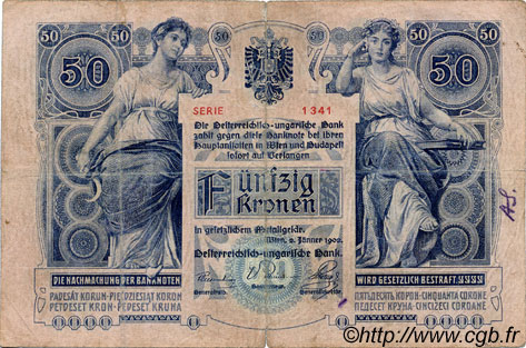 50 Kronen ÖSTERREICH  1902 P.006 fS