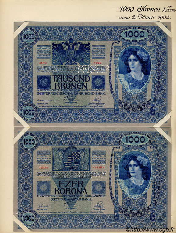 1000 Kronen Spécimen AUSTRIA  1902 P.008s SC