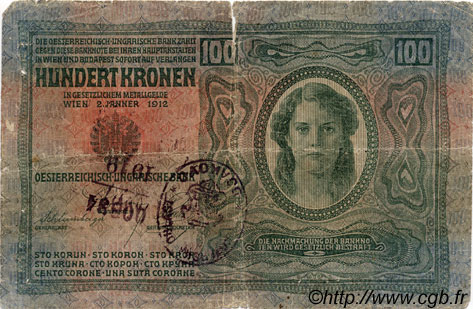100 Kronen AUSTRIA  1912 P.012v VG