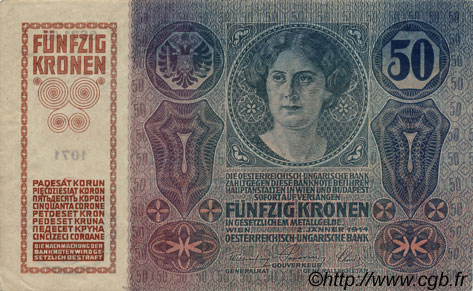 50 Kronen AUSTRIA  1914 P.015 VF+
