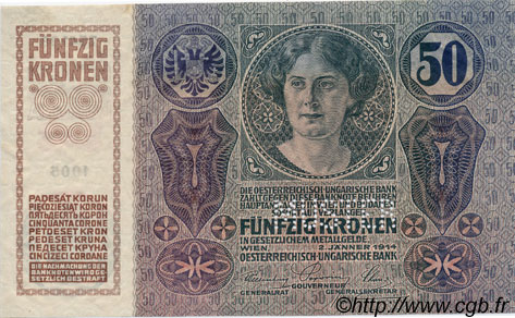 50 Kronen Spécimen AUSTRIA  1914 P.015s SC+