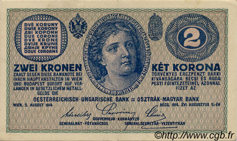 2 Kronen ÖSTERREICH  1914 P.017b VZ