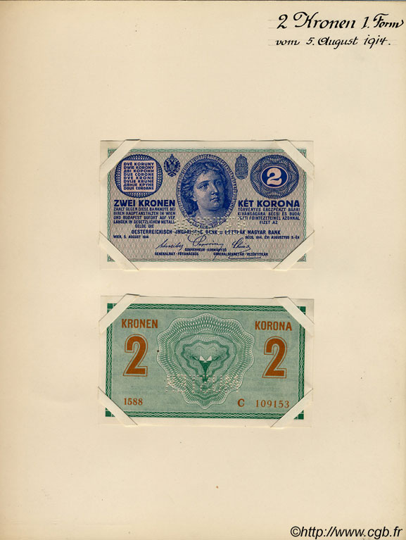 2 Kronen Spécimen ÖSTERREICH  1914 P.017bs fST
