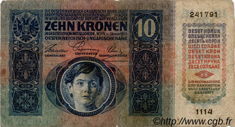 10 Kronen ÖSTERREICH  1915 P.019 fS