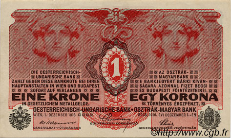 1 Krone AUSTRIA  1916 P.020 SC+