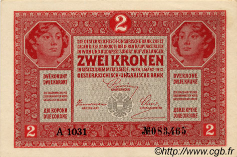 2 Kronen AUSTRIA  1917 P.021 SC+