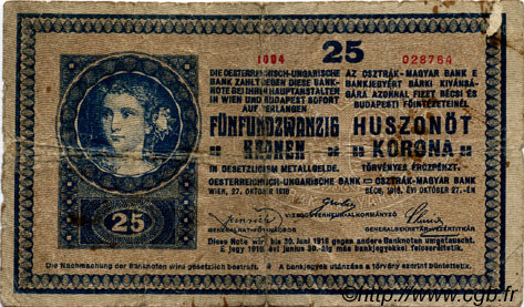 25 Kronen ÖSTERREICH  1918 P.023 fSGE