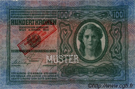 100 Kronen Spécimen AUSTRIA  1920 P.047s SC+