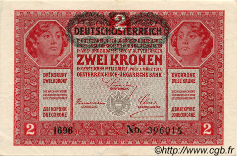 2 Kronen AUSTRIA  1919 P.050 EBC