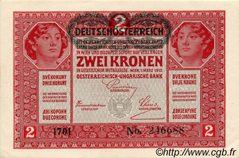 2 Kronen AUSTRIA  1919 P.050 UNC-