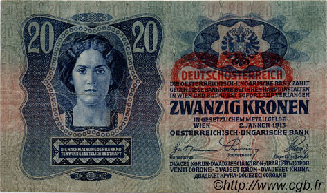 20 Kronen AUSTRIA  1919 P.052 VF+
