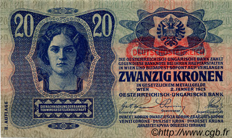 20 Kronen AUSTRIA  1919 P.053a UNC-