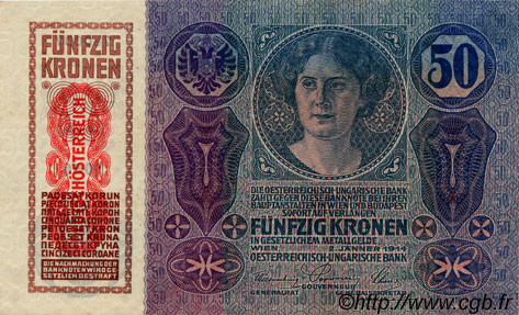 50 Kronen AUSTRIA  1919 P.054a UNC-