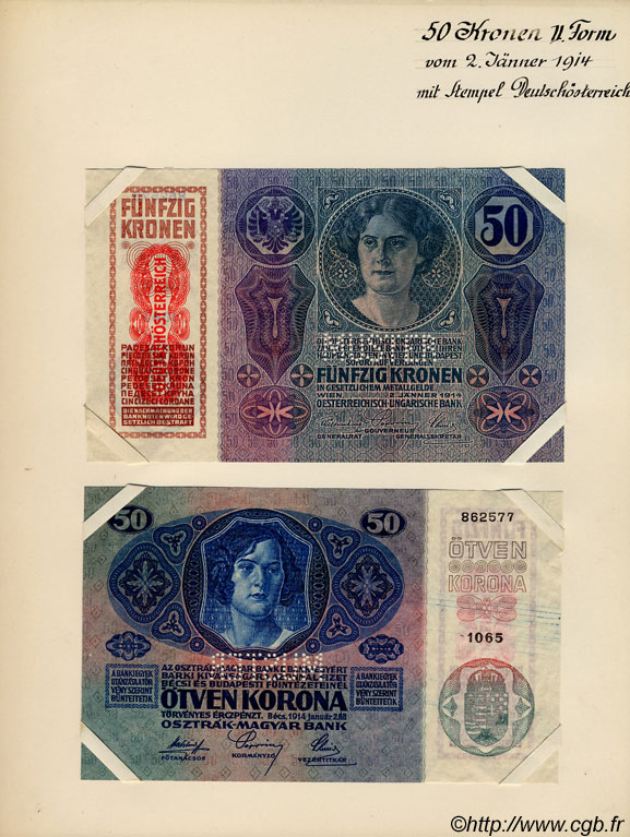 50 Kronen (la paire) Spécimen AUSTRIA  1919 P.054as AU+