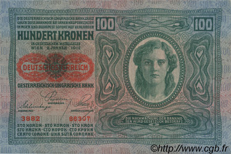 100 Kronen AUSTRIA  1919 P.056 SC+