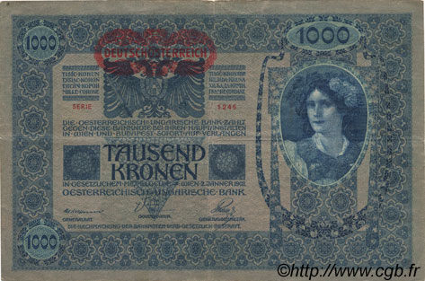 1000 Kronen AUSTRIA  1919 P.057a BB