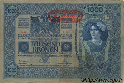 1000 Kronen ÖSTERREICH  1919 P.060 S